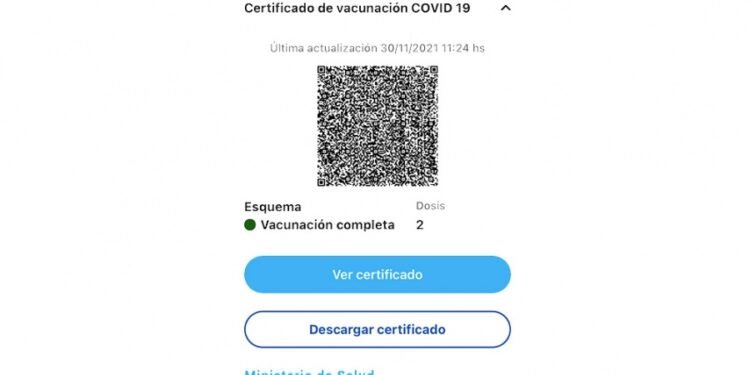 Habilitan la descarga del certificado digital de vacunación