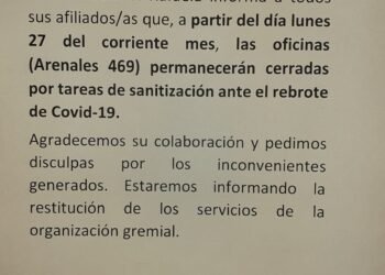 Este lunes ATILRA no atenderá al público en sus oficinas de calle Arenales