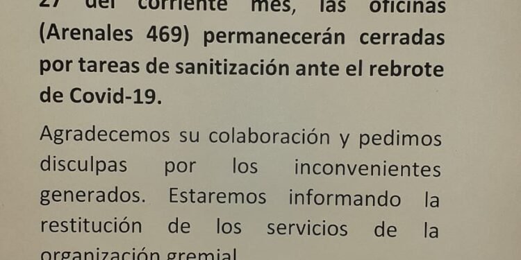Este lunes ATILRA no atenderá al público en sus oficinas de calle Arenales