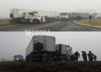 RN 34: mala maniobra terminó con un camión cruzado en la banquina