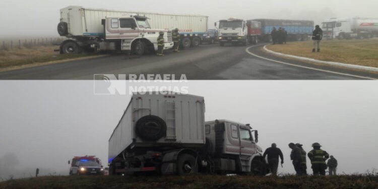 RN 34: mala maniobra terminó con un camión cruzado en la banquina