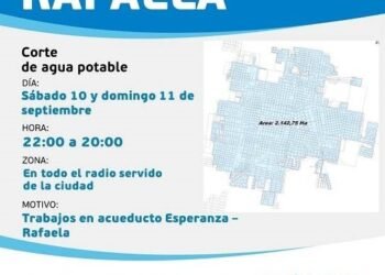 Atención Rafaela: sin agua potable durante casi todo el domingo por 24 horas