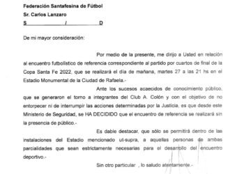 Confirmado: Atlético y Colón jugarán sin público