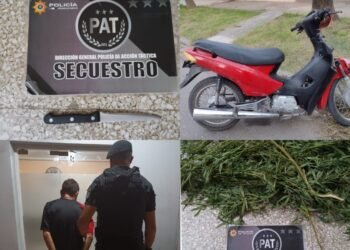 Secuestro de marihuana, un cuchillo y una moto