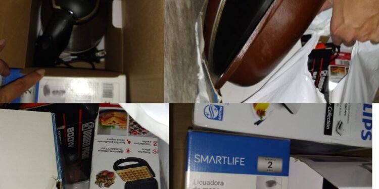 Elementos robados hallados dentro de un contenedor