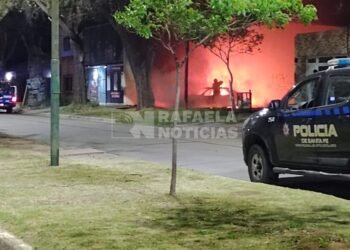 Un auto ardió en llamas en un baldío de calle Podio