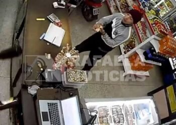 Video: dramáticos minutos de una empleada con un delincuente