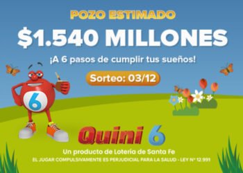 ESTE DOMINGO SE VIENE UN POZO DE $1.540 MILLONES ESTIMADOS EN EL QUINI 6