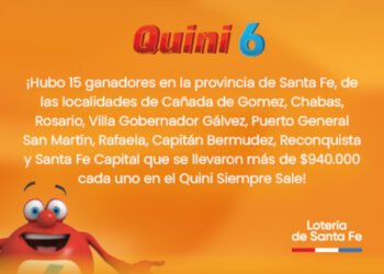 ¡FUERON 15 LOS GANADORES DEL SIEMPRE SALE DE QUINI 6 EN SANTA FE!