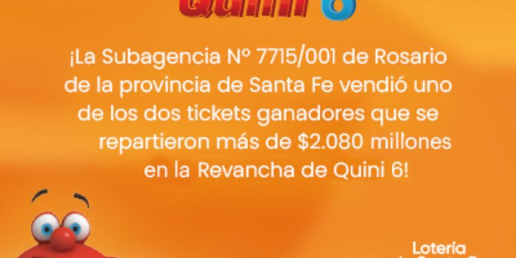 ¡UNA AGENCIA DE ROSARIO VENDIÓ EL PREMIO MILLONARIO DE LA REVANCHA DEL QUINI 6!