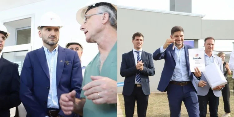 El gobernador en Rafaela: recorrida por las obras del Hospital Regional y entrega de viviendas y escrituras