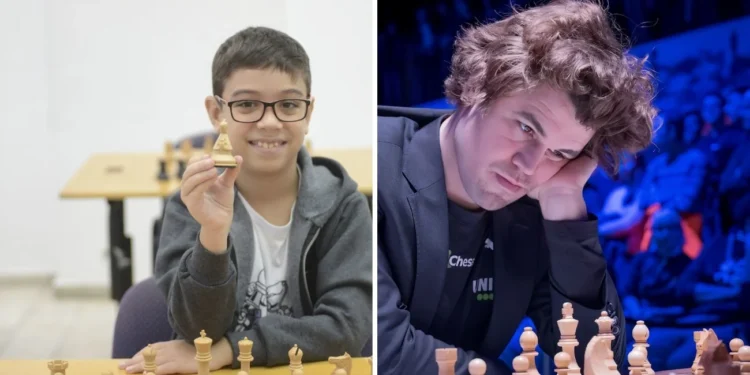 Bullet Brawl 2024 Faustino Oro, ajedrecista argentino de 10 años, venció al número uno Magnus Carlsen