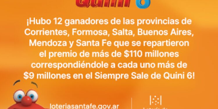 ¡FUERON 12 LOS GANADORES DEL SIEMPRE SALE DE QUINI 6 EN TODO EL PAÍS!