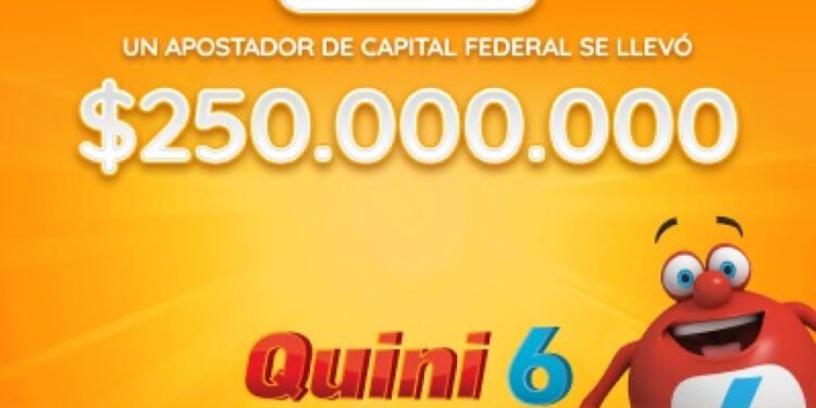 UN APOSTADOR SE LLEVÓ $250 MILLONES EN EL QUINI 6
