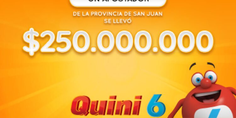 ¡UN SANJUANINO SE LLEVÓ $250 MILLONES EN EL QUINI 6!
