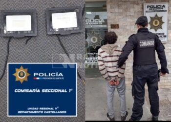 Uno robaba reflectores, el otro llevaba caños: los detuvo la Policía
