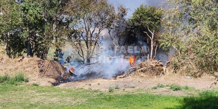 Incendio en Villa del Parque: Bomberos trabajan en la extinción del fuego  Agrandar imagen