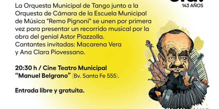 “Piazzolla Sinfónico”: un espectáculo musical en honor a un nuevo aniversario de Rafaela