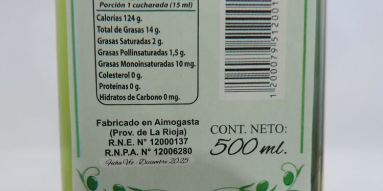 La ASSAL emitió un alerta alimentaria para un aceite de oliva extra virgen