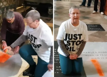 Activistas pintaron la tumba de Charles Darwin como protesta por el cambio climático