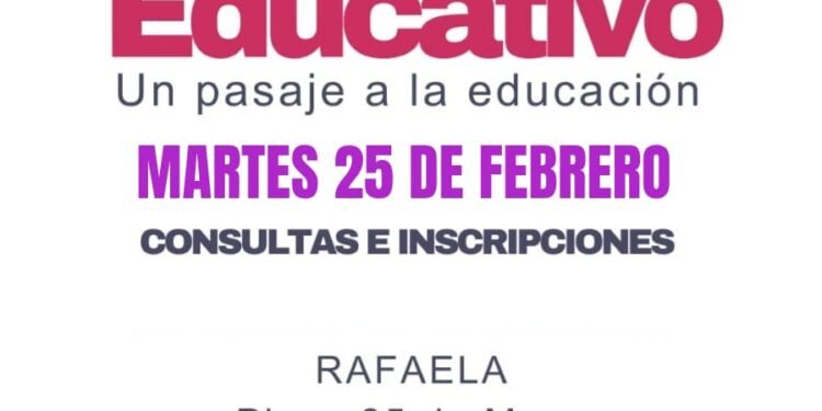 Consultas e inscripciones para el Boleto Educativo en Rafaela