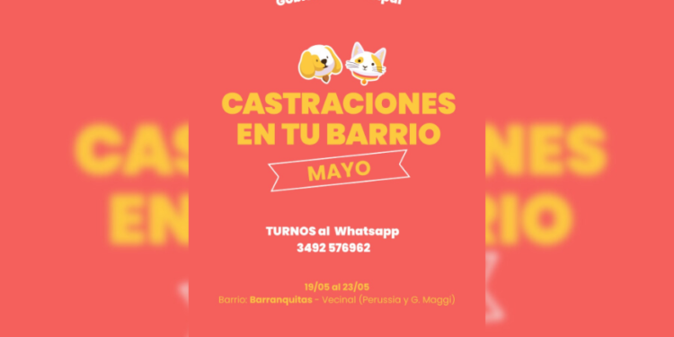 «Castraciones en tu barrio» estará en barrio Barranquitas
