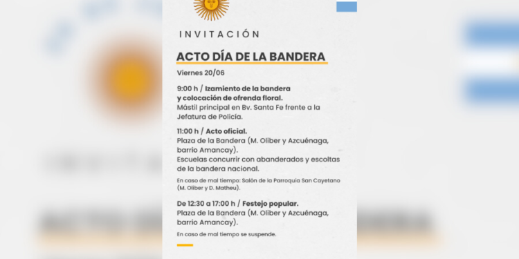 Acto oficial y festejo popular por el Día de la Bandera