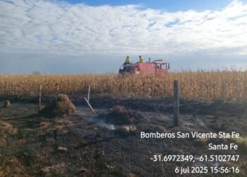 Bomberos Voluntarios de San Vicente debieron intervenir en un incendio rural