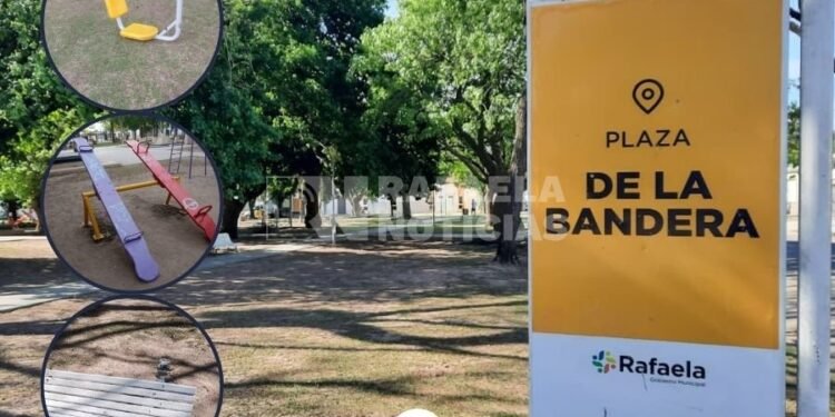 Vandalismo en la Plaza de la Bandera y pedido por cámaras de seguridad en el sector