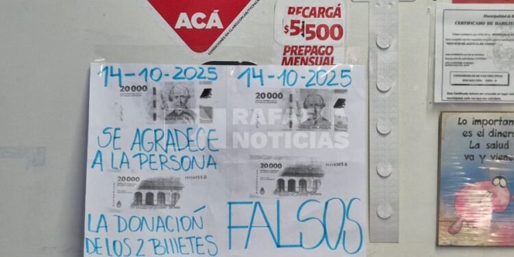 Estafa con billetes falsos de alta denominación en el centro de Rafaela