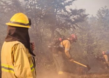 Brigadistas santafesinos combaten los incendios forestales en Chubut