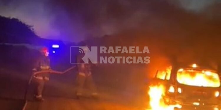 Se incendió un auto en la zona rural de Lehmann