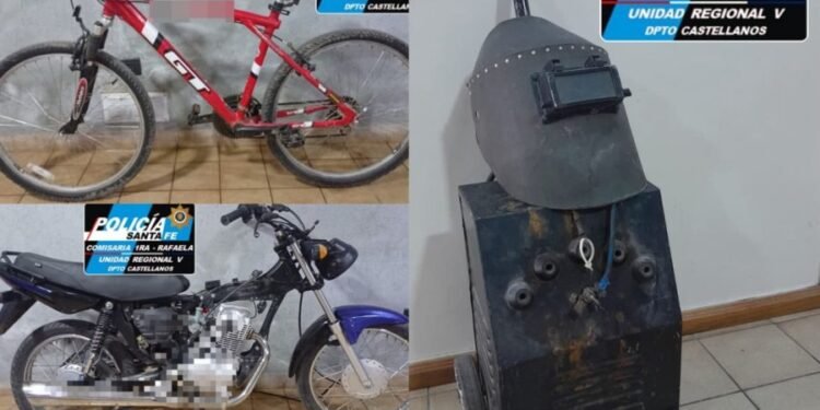 Rafaela: secuestran una bicicleta robada, una soldadora y una motocicleta en distintos procedimientos