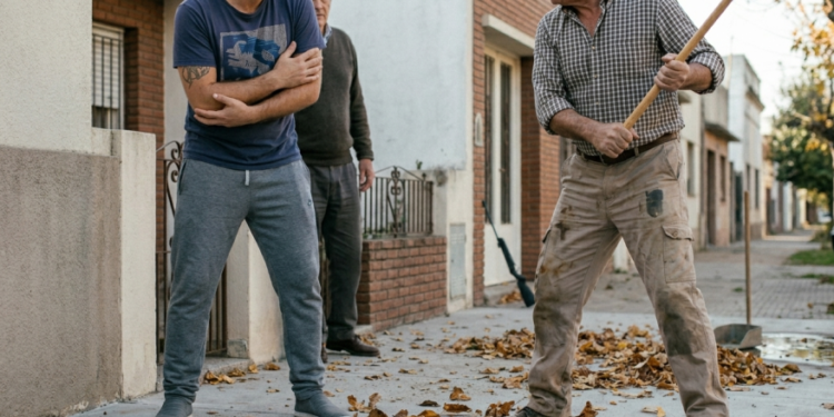 Buenos vecinos: salió a barrer las hojas y terminó fracturándole el brazo con un palo de piso