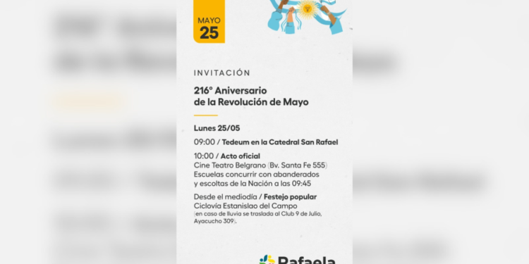 Rafaela celebra el 216° aniversario de la Revolución de Mayo con actos oficiales y propuestas culturales