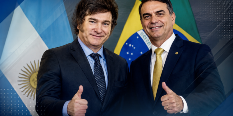 Milei viaja a Brasil para respaldar la candidatura de Flávio Bolsonaro