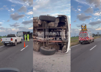 Volcó un camión cargado con carne en la Autovía 34 antes del ingreso a Susana