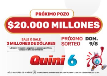 Este domingo Quini 6 celebra a lo grande con un pozo de $20.000 millones y USD 3 millones en el Siempre Sale