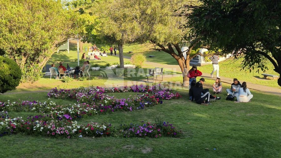 Flores, familias y mates en la plaza Honda.